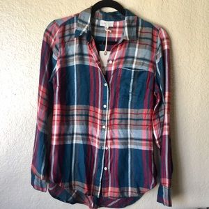 NWT Lucky Women Plaid Buttons Down Shirt Size Small
